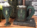 Ebros Gift Ruth Thompson Dragon's Lair Winged Dragon With Divine Sword Drinking Mug Tankard And Wine Goblet Chalice Set With Stainless Steel Liner Medieval Dungeons Dragons Alchemy (Skull Blade Drake)
