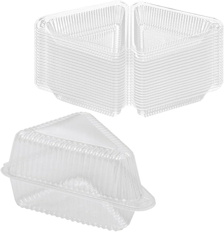 50Pcs Clear Cake Carrier Cheese Container Disposable Cake Slice Box Carrier for Desserts Transparent Food Storage Boxes with Lids for Parties and Events