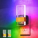 L LOHAS LED Night Lights Plug Into Wall [2 Pack], Color Changing Night Light with Dusk to Dawn Sensor, RGB 180° Rotating Night Light, 0-100LM Dimmable Nightlight for Kids, Bathroom, Hallway,Gift