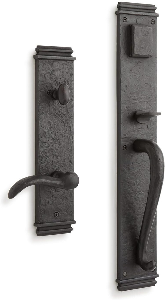 Signature Hardware 441371 Griggs Right Handed Solid Bronze Full Plate Keyed Entry Single Cylinder Door Handleset with Interior Lever and 2-3/4" Backset