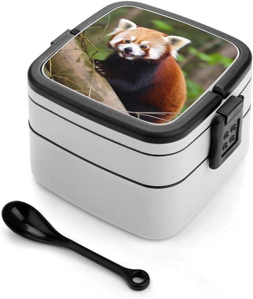 Bento Box for Adult Little Red Panda Bento Lunch Box with 2 Compartments Stackable Lunch Container Reusable Food Storage Container Meal Prep Snack Containers