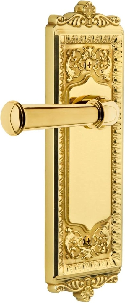 Grandeur WINGEO_PSG_234 Windsor Solid Brass Rose Right Handed Passage Door Lever Set with Georgetown Lever and 2-3/4" Backset - Lifetime Brass