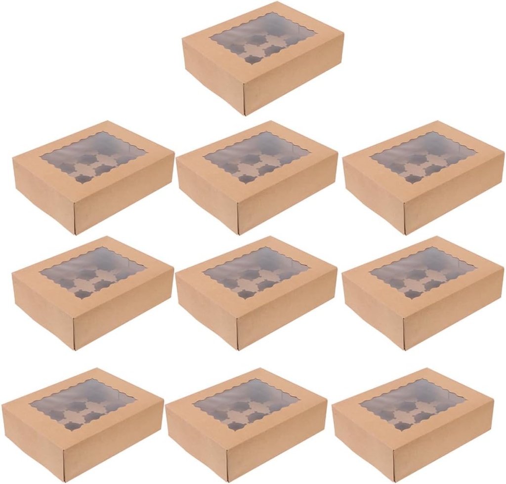 LIFKOME 10pcs Cupcake Storage Boxes Window Paper Muffin Pastry Containers Portable Bakery Boxes for and Treats for Parties and Events