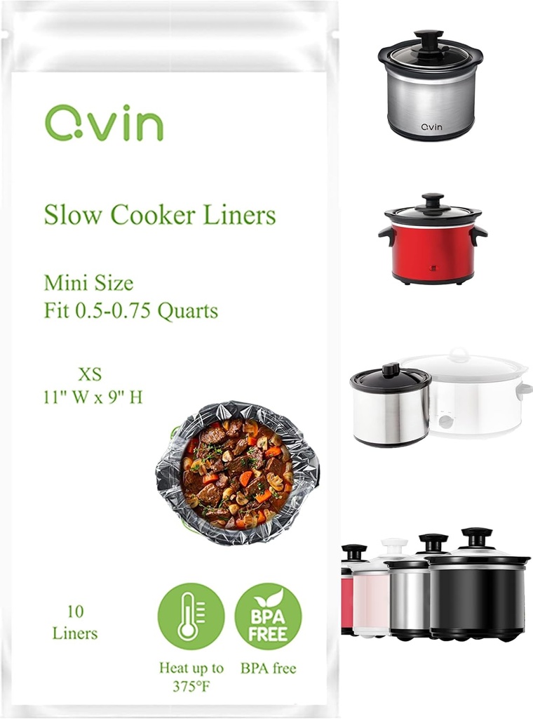 16 Oz Mini Crocpot Slow Cooker Liners, Disposal Plastic Bags, Compatible with Qvin 0.65Qt Slow Cooker, 20 OZ Croc-pot, KOOC small 0.65-Qt, Betty 0.7Qt Crocker, Fit 0.5 to 0.75Quart, 1 Pack (10 Liners)