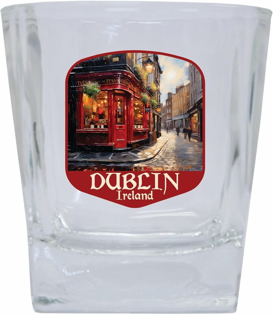 R and R Imports Dublin Ireland Red Pub Design Souvenir 10 oz Whiskey Glass Rocks Glass Single