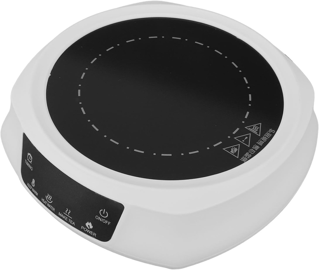 800W Electric Mini Stove, Ceramic Tea Stove with 8 Power Levels and Flexible Timer, Portable for Boiling Water, Making Tea, Coffee (White)