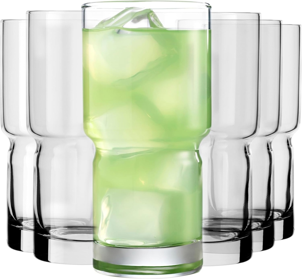 Libbey Newton Tumbler Drinking Glasses, Stackable, Tall Drinking Glasses Set of 6, 16 oz Glasses Drinking Set for Holidays, Birthdays, and More