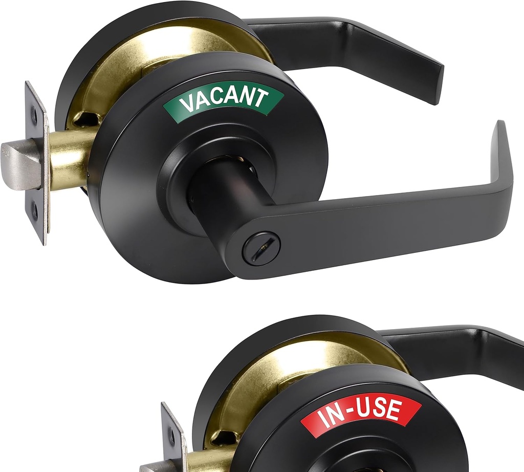 Privacy Indicator Lever Lock, Occupy Door Handle for Bathroom, Commercial Grade, for Restaurant, Office Building, Hospital, Matte Black