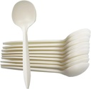 T Legend Eco-Friendly 50 Pack Cornstarch Soup Spoons, Ivory Large Capacity 5.3" Disposable Spoons for Hot Soup Milk Shake Salad etc.