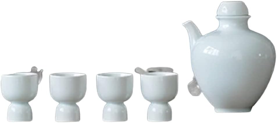 Sake Set Japanese Sake Pot Set 5 Pieces Sake Cup Set, Craft Wine Glasses for Cold/Hot/Shochu/Tea,B,Practical
