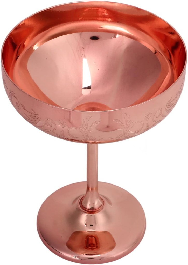 TOPINCN Metal Champagne Goblet Cups Glass Household Wine Glass Champagne Glass with Engraved for Stainless Steel Engraving 304 Mug (Flower Ear Cup Copper Plating)