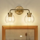 zeyu 16 Inch Wall Sconce Lighting for Bathroom, Gold Bathroom Vanity Light, 2-Light Vanity Lights with Clear Glass Globe Glass, Brushed Gold Finish, ZS62BG-2W BG