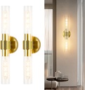 OKELI Wall Sconces Set of Two, 20.3" Black and Gold Bathroom Sconces Lighting with Clear Glass, Hardwired Modern Sconces Wall Decor Set of 2 Light fixtures(Gold, Without Ring)
