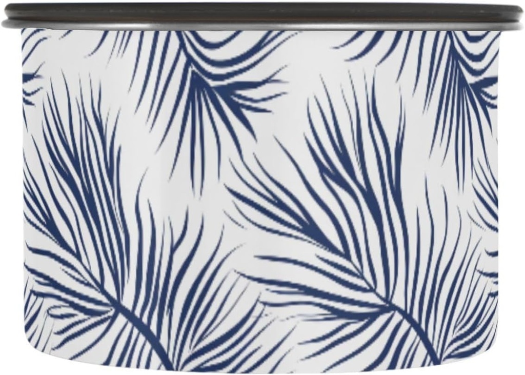 ALAZA Blue Palm Leaves Airtight Coffee Bean Canister 17oz Food Storage Containers with Lids For Gournd, Tea, Sugar, Flour, Rice, Cereal, Candy Cookie Jar