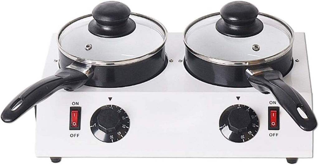 Chocolate Melter Electric Hot Chocolate Melting Tempering Machine Double Pots Capacity 4.4lbs (White Double Pot)