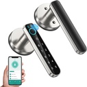 Rawrr Fingerprint Door Lock, Smart Code Biometric Door Lock, with Passcode Keypad Keyless Entry Door Handle, for Bedroom, Home, Hotel, Office, Apartment (Silver with App)