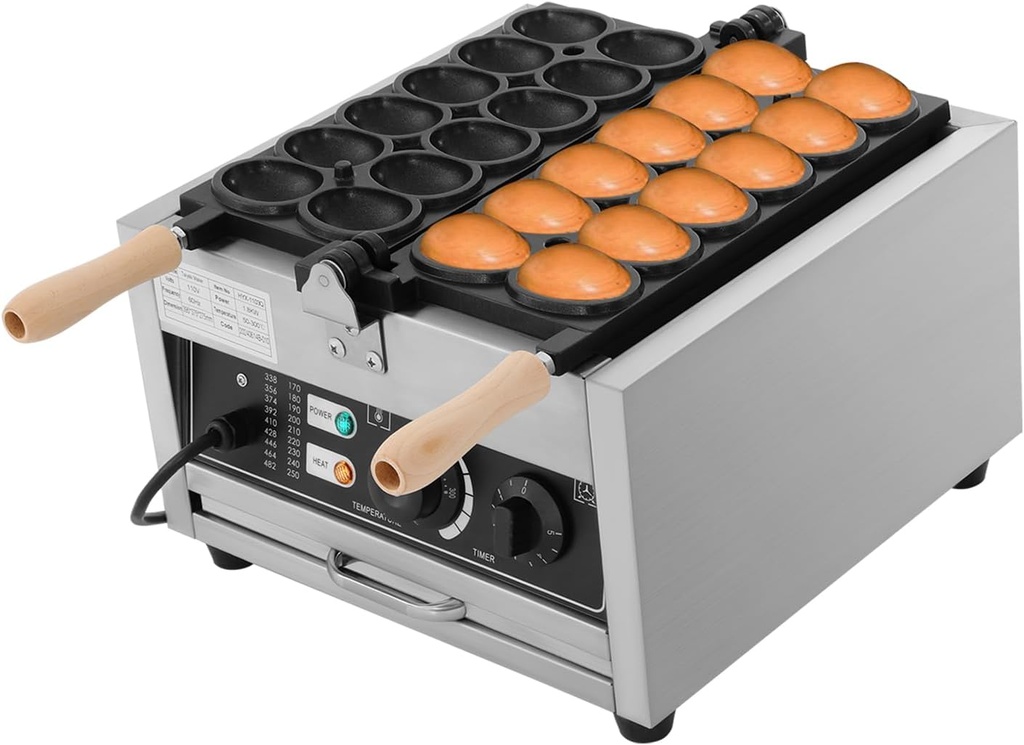 Waffle Making Machine, Mini Egg-Shaped Waffle Making Machine, with Temperature and Time Control,Non-Stick Waffle Maker for Bakery,Restaurant,1800W 110V