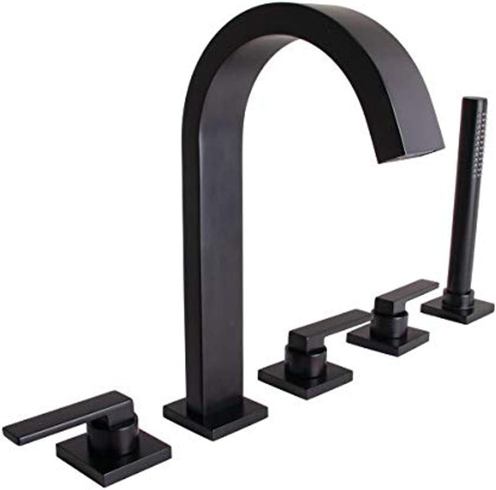 Speakman SB-2533-MB Lura 5-Hole Roman Tub Faucet with Platform Lever Handles MB, Matte Black