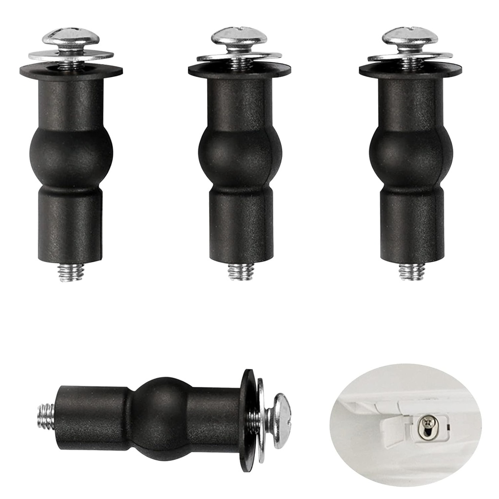 4 Pack Toilet Hinge Bolts, Universal Rubber Expansion Seat Cover Screws for Top Mounting Toilet Seat Hinges