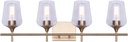 Gabrielle Mid-Century Modern 4-Light Vanity Light Fixture – Gold Finish, Clear Glass Shades, 100W Type A, 32" Wide Bathroom Wall Sconce for Over Mirror