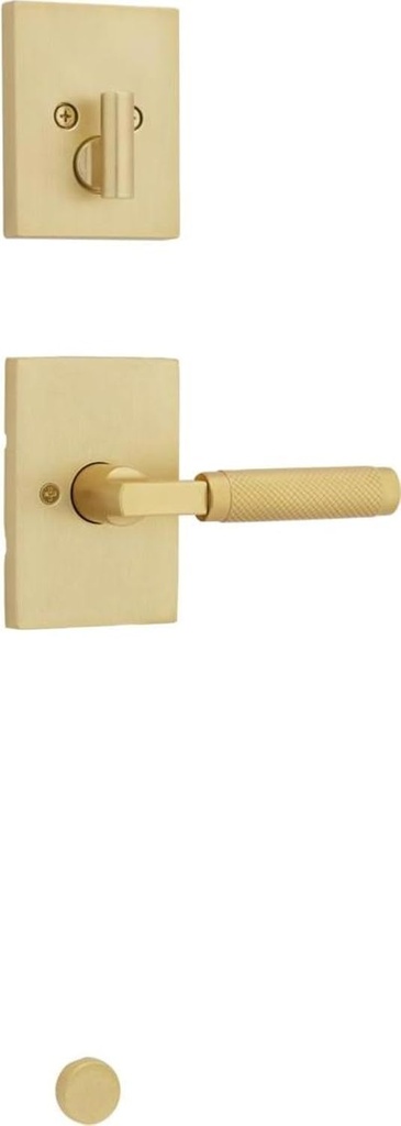 Kwikset 971PVLRCT Prava Lever Keyed Entry Interior Pack with Rectangle Rose for Handlesets - Satin Brass