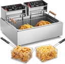 VEVOR Commercial Deep Fryer, 3000W Electric Turkey Fryer with 3 Removable Baskets, Large Capacity 18Qt / 17L Stainless Steel Countertop Single Oil Fryer, for Kitchen Restaurant Use, Silver