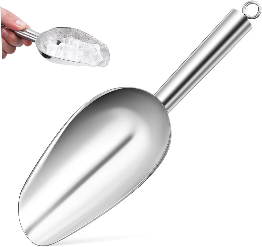 VOSAREA High-strength Stainless Steel Ice Scoop Kitchen Scoop Tool for Flour Ice Candy French Fries Easy Maintenance