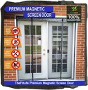 TheFitLife Double Door Magnetic Screen - Mesh Curtain with Full Frame Hook & Loop Powerful Magnets, Snap Shut Automatically for Patio, Sliding Or Large Door (Black Fits Doors up to 60''x80'' Max)