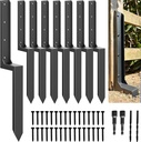 Fence Post Repair Kit - One-Piece Steel Anchors & Stakes to Quick Fix Broken/Leaning 4x4/6x6 Wood Posts Support (Thickened 11-Gauge, 8-Pack)