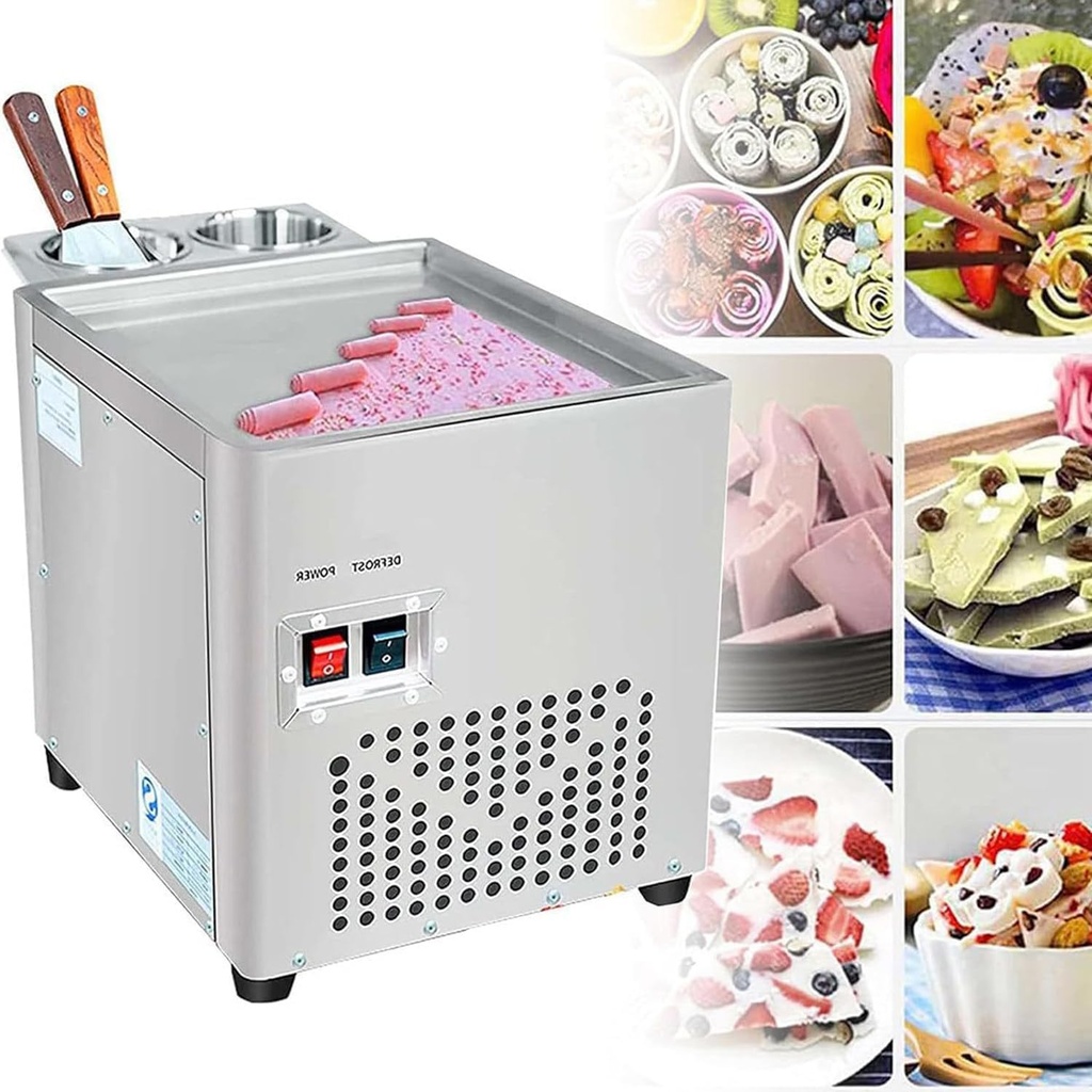 Stainless Steel Stir-Fried Ice Cream Roll Maker, Commercial Fried Ice Cream Machine,Yogurt Fry ice Cream Machine,Stir Fried Yogurt Machine, for Dessert Shop