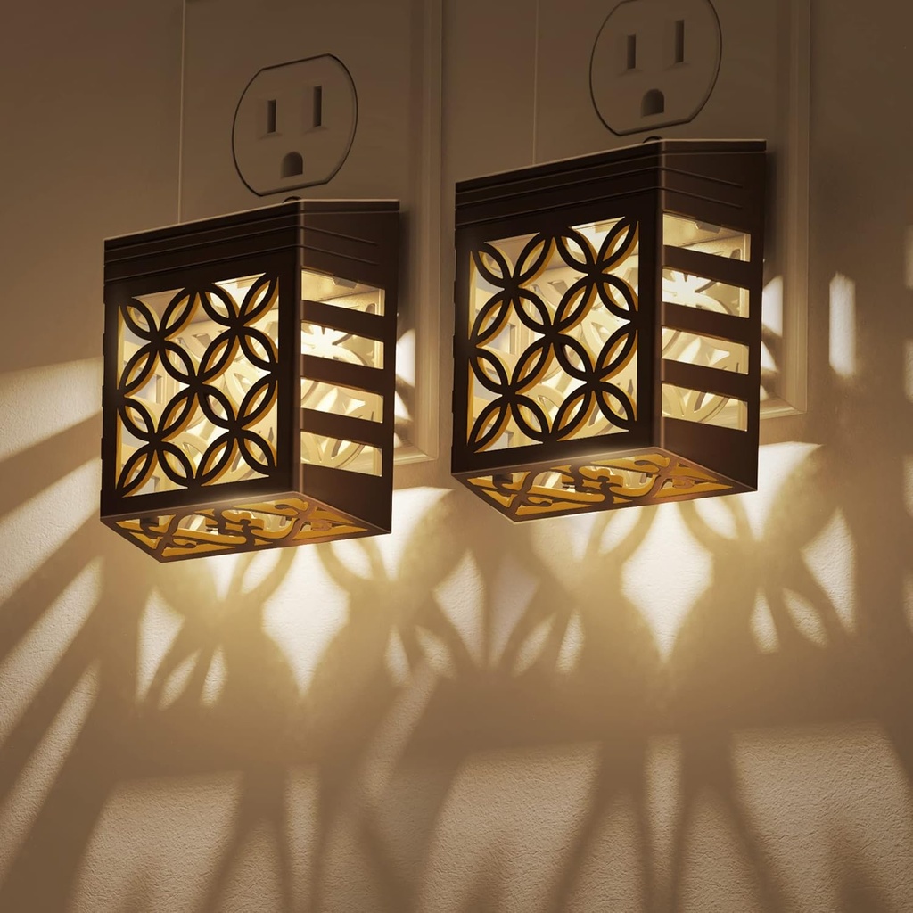 DORESshop Plug-in Night Lights [2 Pack], Dusk to Dawn Sensor, Adjustable Brightness, Decorative Nightlight for Bathroom, Hallway, Stairway, Soft White