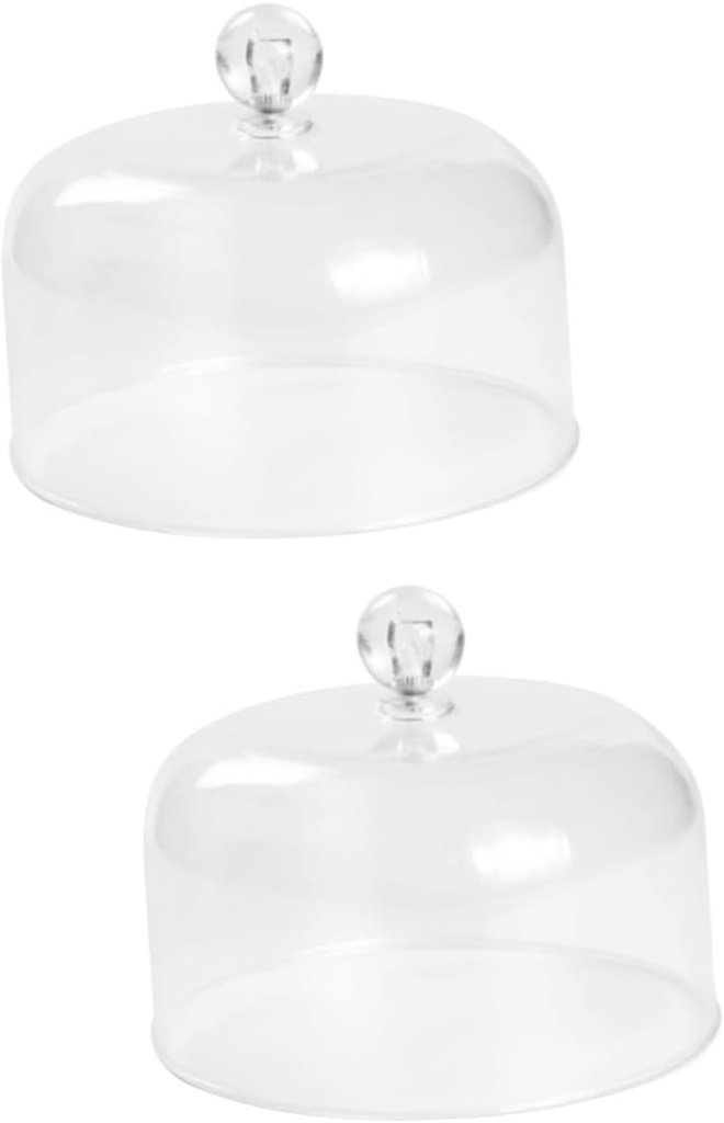 Alipis 2pcs Round Cake Stand Display Acrylic Cake Cover Lid Carrier for Desserts