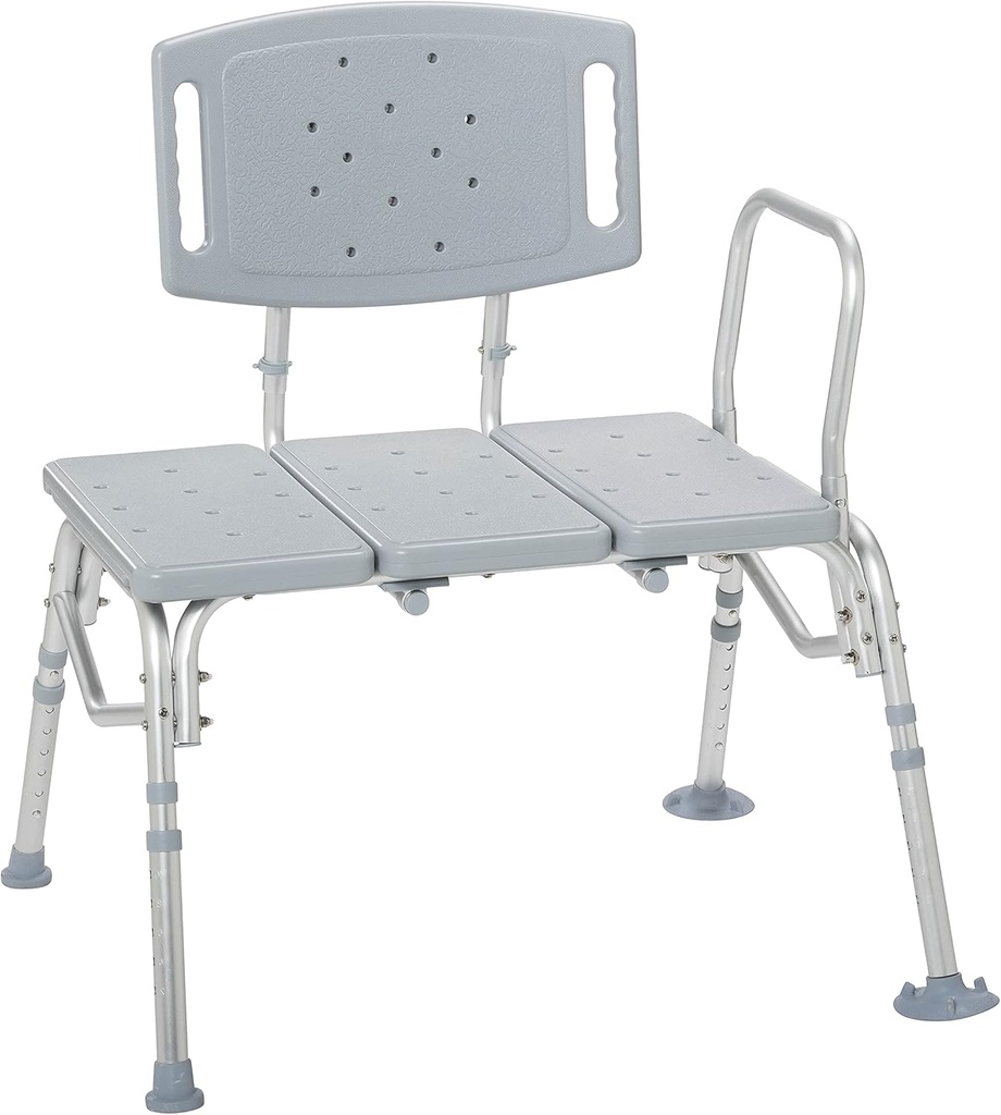 Drive Medical 12025KD-1 Folding Universal Sliding Transfer Bench, Gray