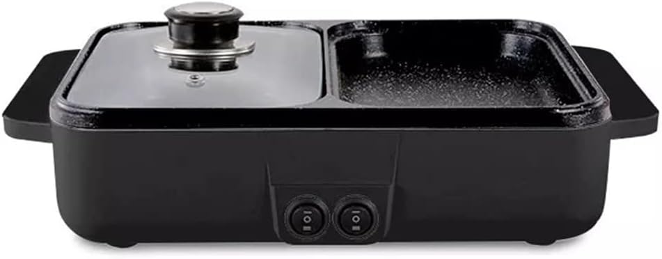 110V/220V 2 in 1 Electric Hot Pot Cooker BBQ Grill Non Stick Plate Barbecue Pan Hot Pot 1400W (A 34.5x25x8cm) (A 34.5x25x8cm)
