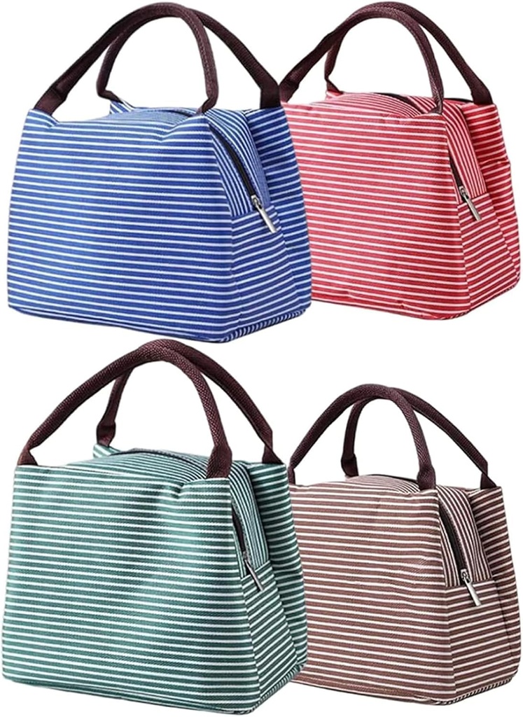 Lunch Tote Bag 4PCS Reusable Lunch Bag Portable Insulated Cooler Bag Thermal Lunch Organizer Bag for Work Picnic (Green+Red+Brown+Blue) Group02