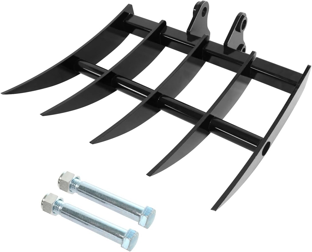 Mini Excavator Attachment Wide Backhoe Rake，3.54" Span, 0.98" Pin Hole，Includes 2 Link Pins，Fit for Mini Excavator