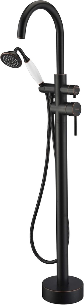 Freestanding Tub Filler Bathtub Faucet Oil Rubbed Bronze LLGG High Flow Rate 11.9GAL Floor Mounted Faucets Mount with Handheld shower Sprayer RIGOBAL