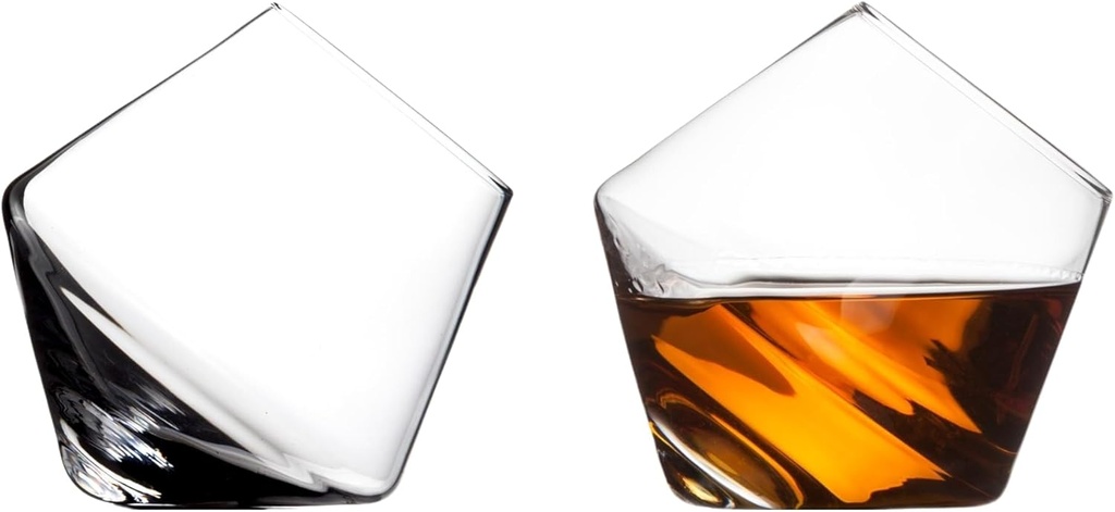 Sempli Cupa-Rocks Tumbler Glasses Set of 2 - Hand Blown Whiskey Glasses for Scotch, Bourbon & Brandy, Lead-Free Crystal, Swirling Aeration, Ultra Clear - 9.25 oz