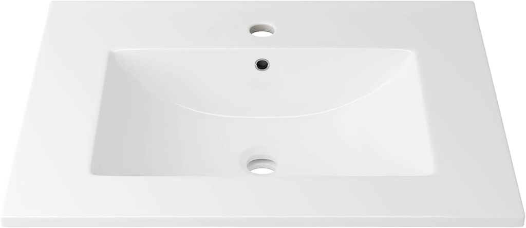 Eridanus 24"x18¼" Bathroom Sink, Ceramic Bathroom Vanity Sink Top with Overflow, Drop in Bathroom Vessel Sink Rectangle Ideal for Small Spaces ‎- Glossy White