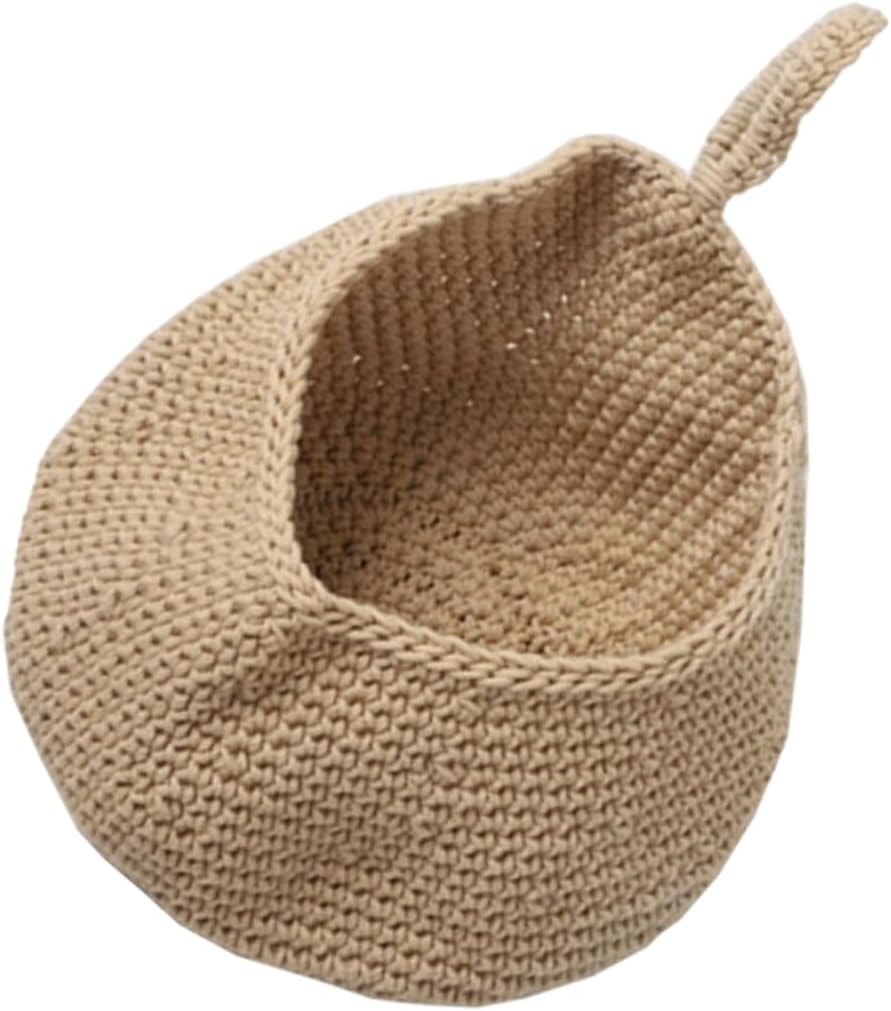 OUNONA Hanging Woven Basket for Kitchen Wall Storage Lightweight Straw Fruit Basket Elegant Wall Mount Decor for Organizing Vegetables and Snacks Easy to Clean Design