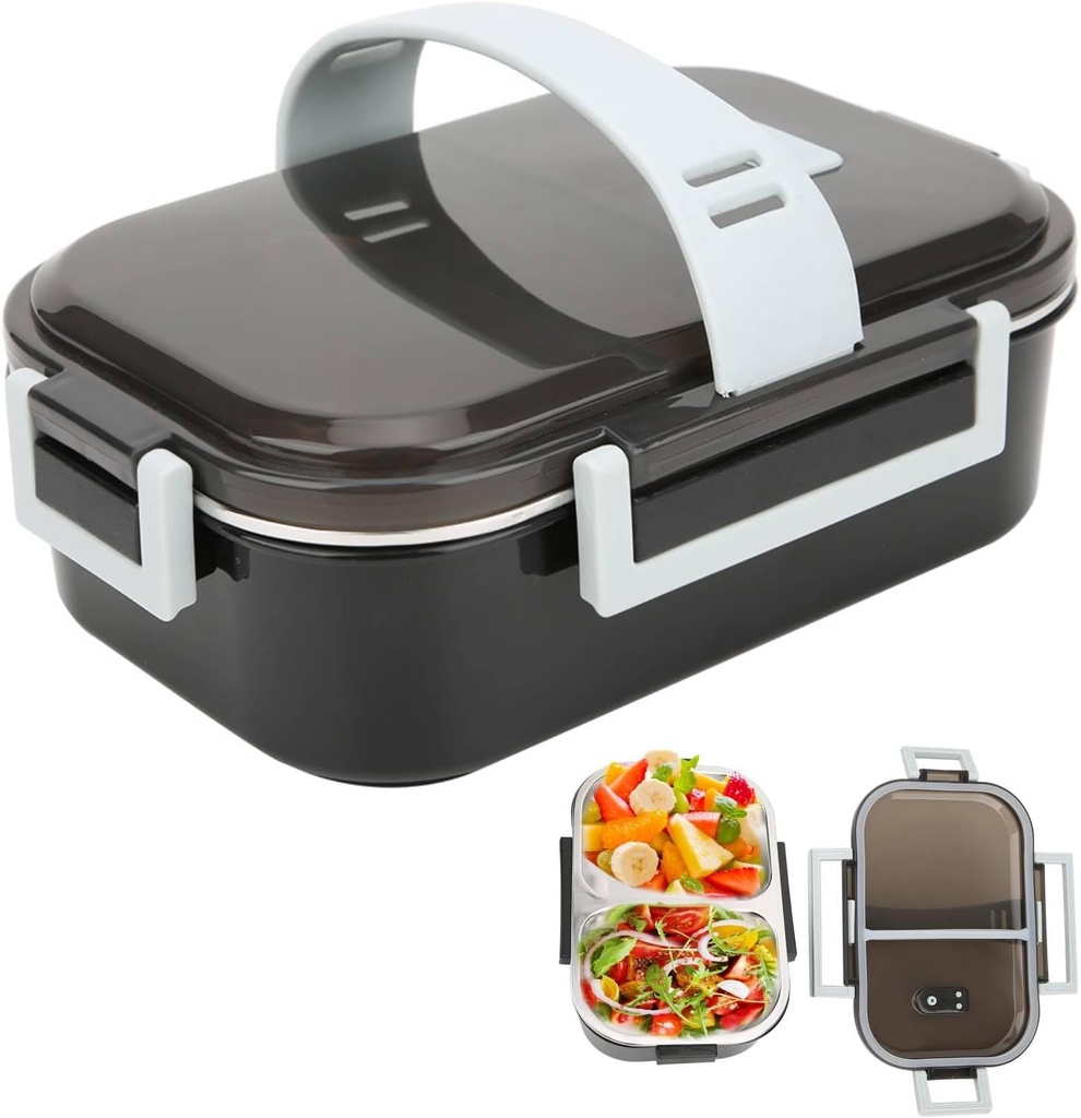 Niiyen Small Lunch Box, 700ml Food Lunch Containers with Handle, Portable Bento Lunch Box for Adult Kids, Removable Liner, for School Office Travel(Black)