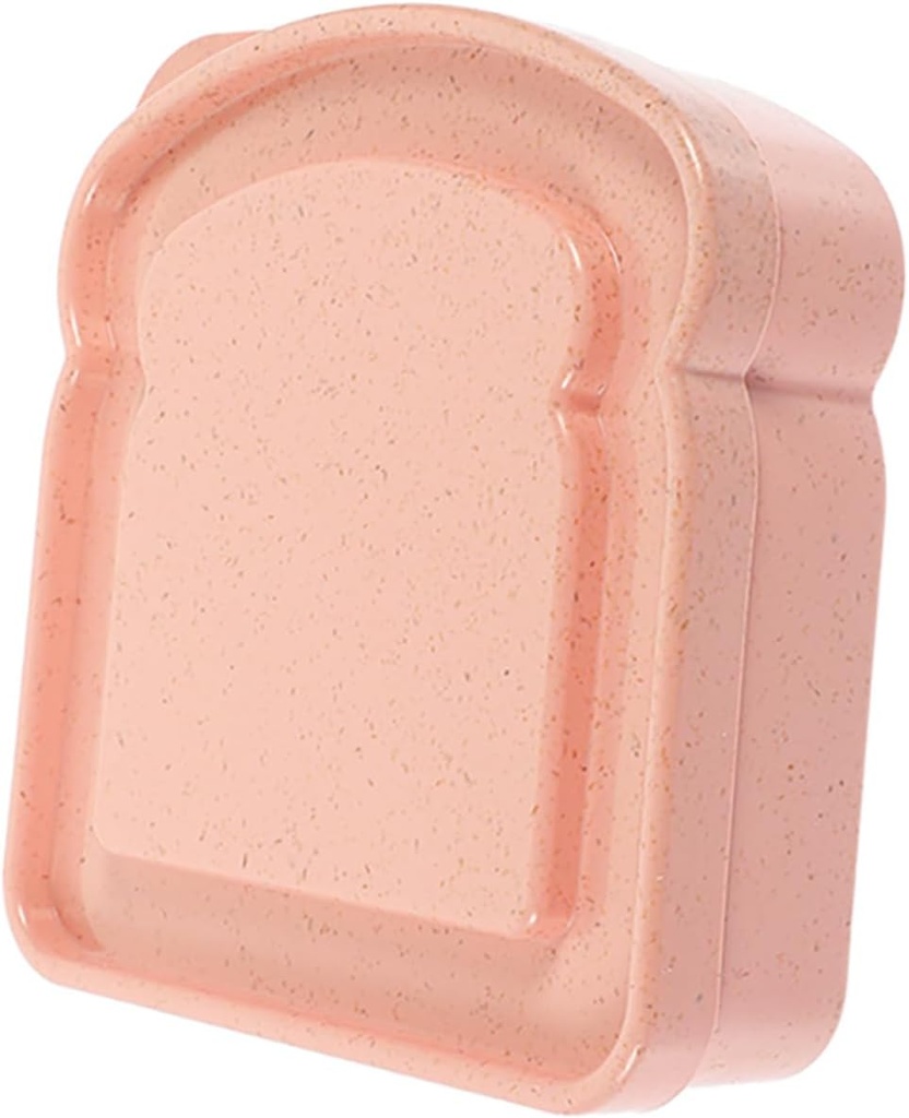 IMIKEYA Portable Reusable Sandwich Container Pink Lunch Box for Outdoor Travel Work Camp Food Storage Box with Snack Compartments for Toast Fruit and Snacks