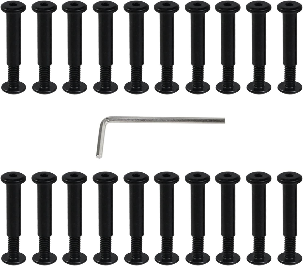 Oedema 20 Sets M4×12mm Black Screw Rivets Countersunk Binding Screw Post Stainless Steel Furniture Joint Connector Rivet for Bed Furniture Chair, Φ5×20mm
