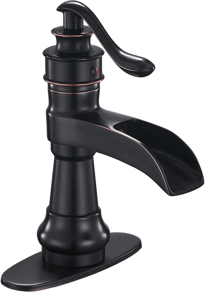 Oil Rubbed Bronze Bathroom Faucets Waterfall Farmhouse Bath Sink Faucets Single Handle Single Hole Deck Mount Mixer Tap Commercial Lavatory with Supply Lines Hose