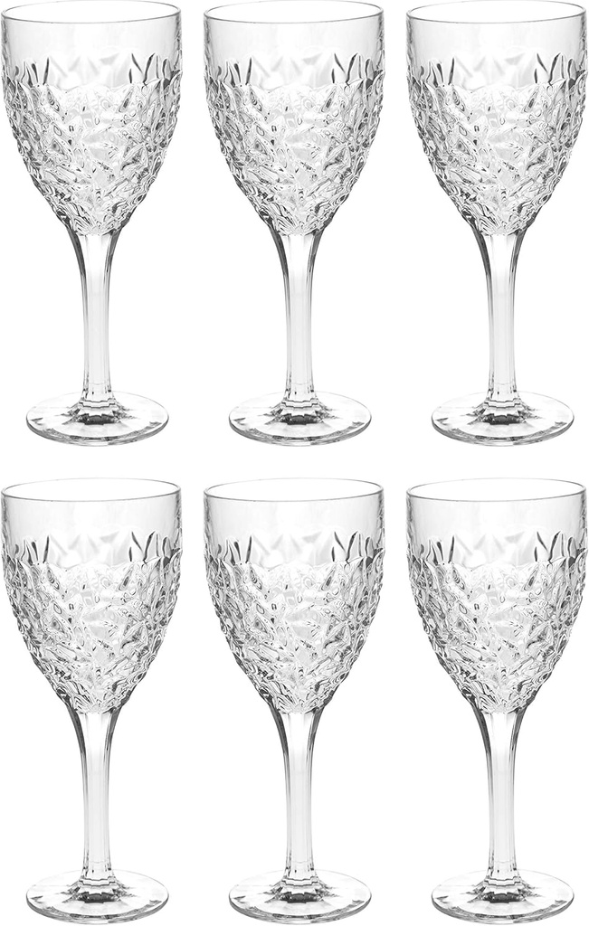 Barski Goblet - Wine Glass - Water Glass - Crystal - Set of 6 Stemmed Glasses - Glass is designed With Raindrop Design - 11 oz Made in Europe -