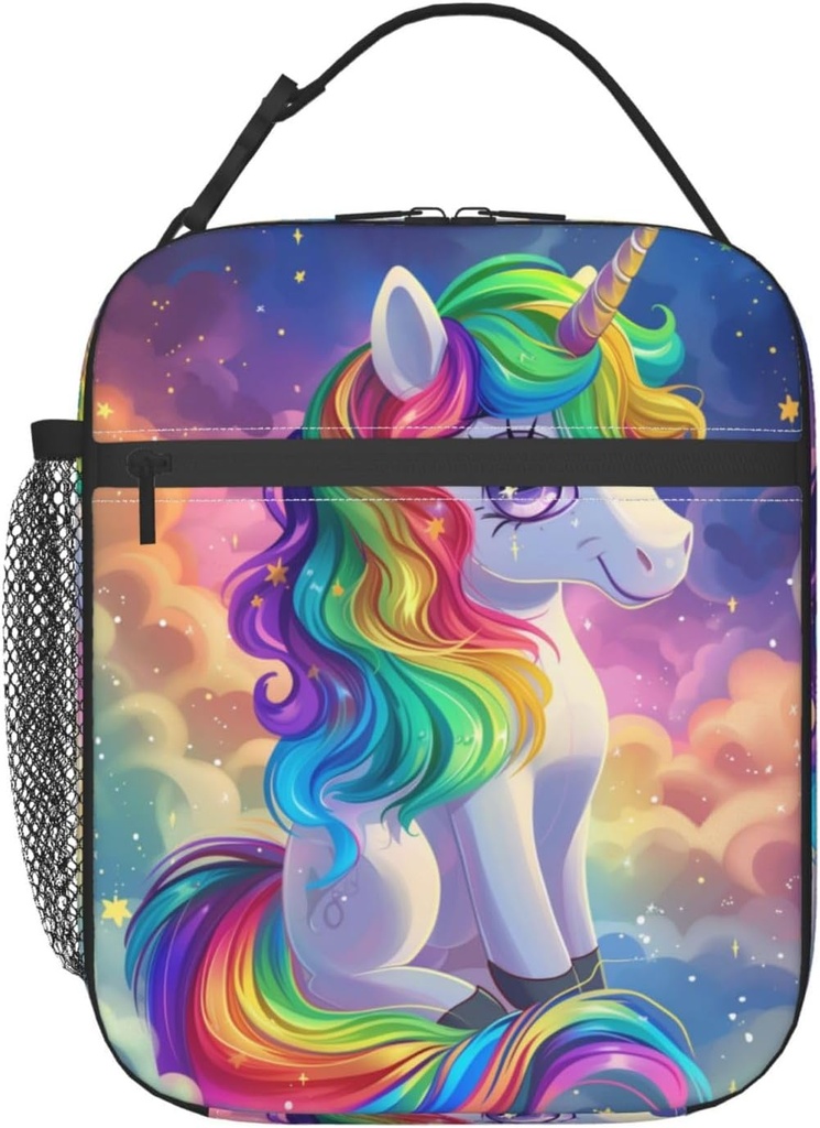 Insulated Lunch Box for Girls Women Adults Unicorn Lunch Bag for Work,Picnic,School,Travel,Hiking, Beach or Fishing Polyester Rainbow Unicorn Lunch Box