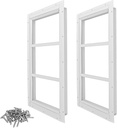 2 Pack Shed Window 10" x 18" White Flush Mount – Tempered Glass Aluminum Frame Compact Shed Transom Window for Playhouse Windows, Chicken Coop Windows, Garage and Barns (No Screen)