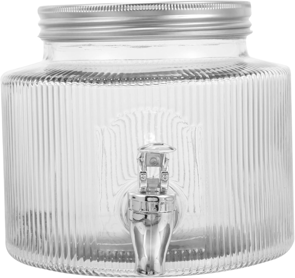 Glass Beverage Dispenser Jar with Spigot Drink Storage Container for Parties for Tea Cocktails and Flavored Water Elegant Glass Design for Stylish Entertaining