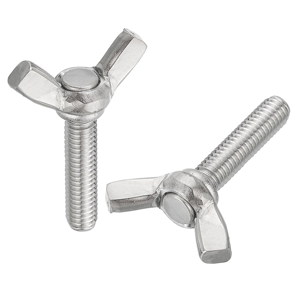 uxcell 30pcs M6-1x25mm Wing Butterfly Screws Bolts, 304 Stainless Steel Wing Bolt Thumb Hand Screws Butterfly Screws