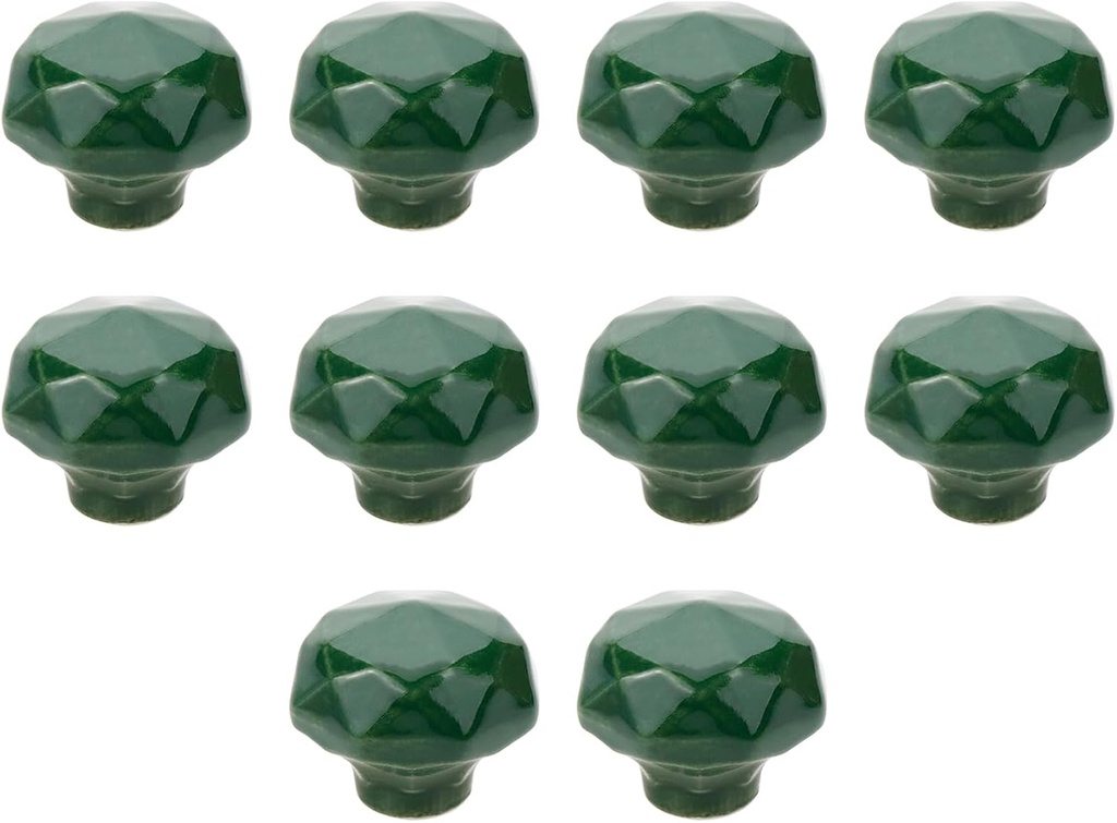 Geesatis 10 Pcs Ceramic Cabinet Knobs,1.4 Inch Round Cabinet Handles for Dresser & Furniture,Includes Screws,DIY Furniture Upgrade Kit,Green